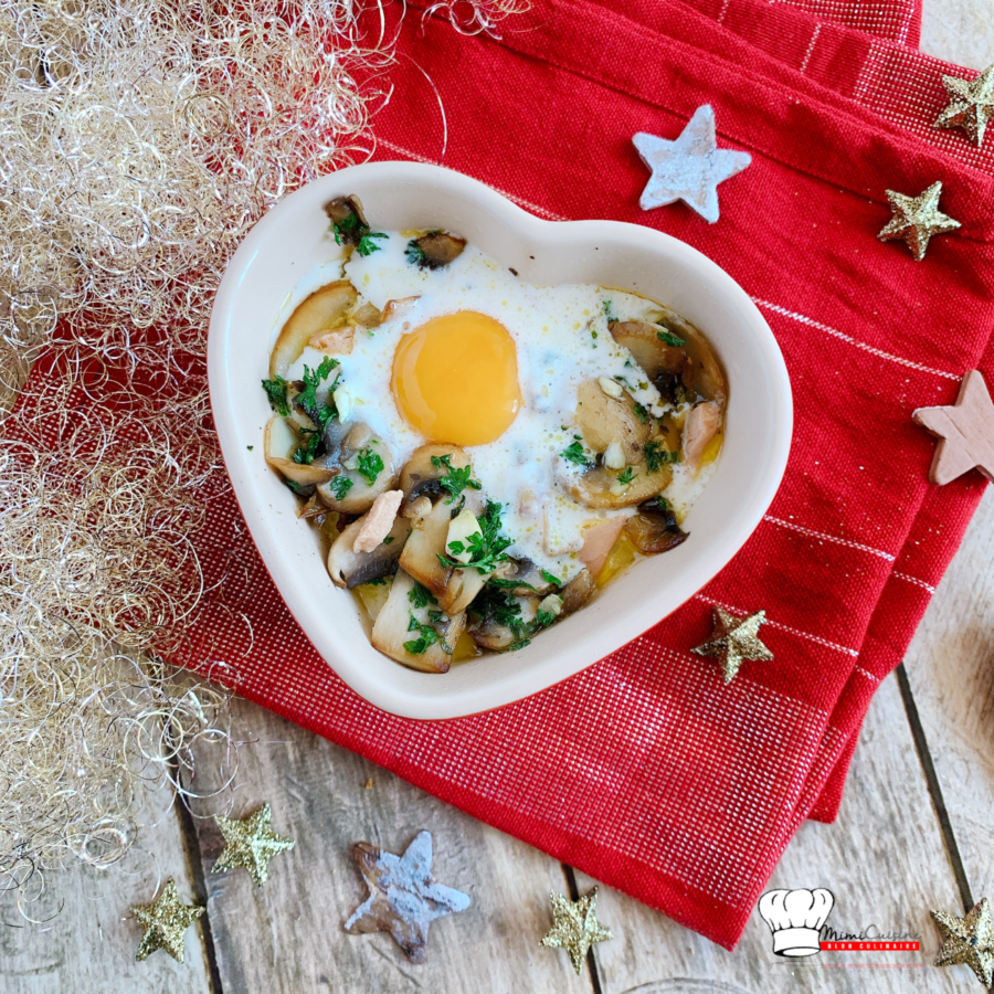 Oeufs cocottes foie gras et champignons au Cookeo